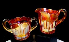 Dugan Marigold Carnival Glass Long Thumbprint 3 1/2