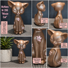 Vintage McNees M-396 Missie Cat Ceramic Figurine H Mc Pink Floral 7