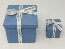 Wedgwood Blue Jasperware White Bow Large And Small Gift Box Set Of 2 picture