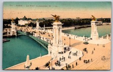 Paris France Pont Alexandre III Seine River Grand Palais Leny & Postcard PC551 picture
