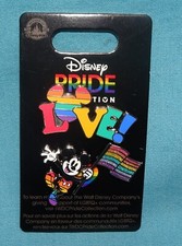 SET OF 2 PIN NEW = Disney Parks Pride Collection Mickey Mouse Flag Love ON CARD picture