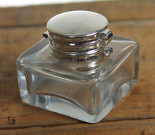 Vintage Antique Style Square Clear Glass Inkwell Bottle ink picture