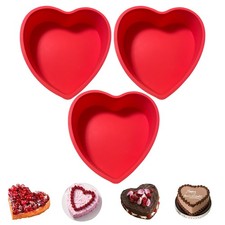 Heart Shaped Cake Pans, 3pcs 6 Inch Silicone Cake Pan for Baking, Heart Molds... picture