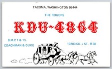 Vintage QSL Postcard Tacoma Washington CB Radio KDU-4864 The Rogers 1971 B31 picture