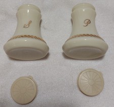 VTG Wheatonware Custard Glass Salt & Pepper Set 24K Trim w/Snap-on Lids picture