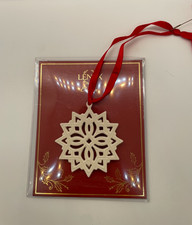 Vintage Handmade Lenox Pierced Star Charm Ornament Ivory Snowflake picture
