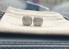 David Yurman 925 Silver 585 Pave' Diamond Petite Albion Stud Earrings DY Pouch picture