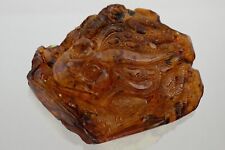 Massive Hand Carved Genuine BALTIC AMBER Stone Piece Figurine FROG 154g 211221-2 picture