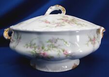 LARGE ROUND AND BEAUTIFUL THEODORE HAVILAND LIMOGES PINK ROSE SPRAYS SOUP TUREEN picture