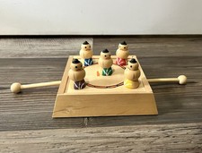 Vntg Japanese Wooden Sumo Wrestling Game Sumo Toy Small Tabletop Japan Classic picture