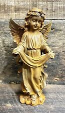 Angelic Cherub Angel Cast Iron Christian Garden Statue, 11.5” Tall picture