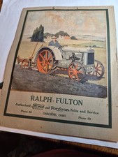 RALPH FULTON FORDSON TRACTOR CALENDAR AND PARTS LIST VINTAGE 100 Years Old 1926 picture