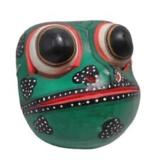 Indonesian Balinese Wood Godogan Carved Frog Face Prince Mask Hinged Mouth Art picture