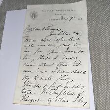 Antique 1880s Letter The First Avenue Hotel Letterhead Holborn London History picture