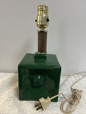 Vintage Retro MCM Ceramic Cube Lamp Forest Green Works Game Room 1970s Groovy12” picture