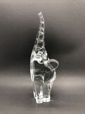 Clear Glass Elephant Figurine Paperweight Truck Up Lucky 7.5” Tall picture