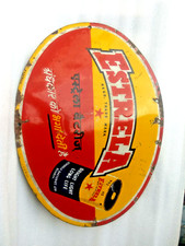 VINTAGE OLD PORCELAIN ENAMEL SIGN ESTRELA BATTRIES BRIGHT LIGHT COLLECTIBLE 1940 picture