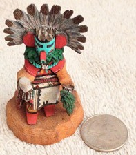 Minature Hopi Early Morning Kachina Signed T.A. David 1 Piece Carving Detailed picture