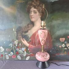 Regency Hollywood Mid Century Modern Lamp Vintage Pink & Gold Swirls 25