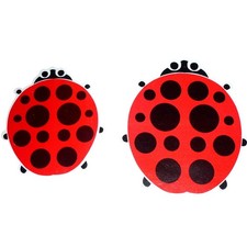 2 Vtg 1970s Mod Ladybug Stickers Decals Die Cut Red Black Pop Art Hippie Retro picture