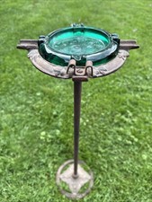 Vintage ART DECO Standing ASHTRAY Original Finish 27” Tall 8” Wide Green Ashtray picture