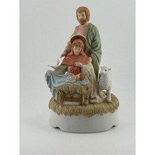Vintage 1986 Lefton Bethlehem Nativity Music Box Away In A Manger 05689 Figurine picture
