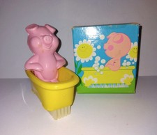 VINTAGE AVON NOS PIG IN A TUB NAIL BRUSH & PINK PIG SOAP  picture