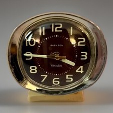 Vintage Westclox Baby Ben Alarm Clock Brown Beige Wind Up USA Parts Repair picture