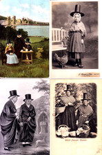 Welsh Women in Trad. Clothing, 7, 1904-+, at Market with Baskets, Girl/Chicken,+ picture