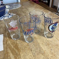 4 - 12oz Beer Glasses 1 Budweiser And 3 Miller Lite All Sturgeon Spearing In Wi picture