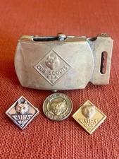 Boy Scouts Cub Scouts Solid Brass Belt Buckle with 2 Cub and 1 Bob Cat  Pin picture