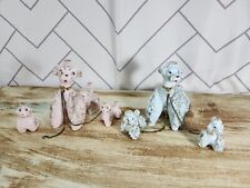 Vintage Spaghetti Poodle and Pups on Chain Pink and Blue Set - IMPERFECT picture