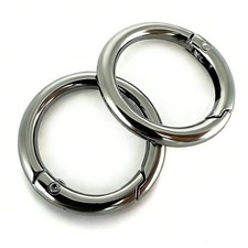 20 Pack Metal Key Ring Clips Round Carabiner Keychain Rings Black 1 Inch picture