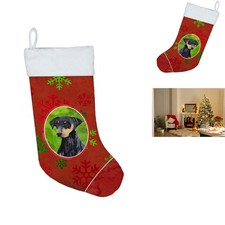 Caroline's Treasures SC9417-CS Doberman Snowflakes Christmas Stocking Red Green picture