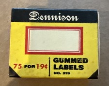 1950’s Dennison Gummed Labels (No. 219)  Labels in box picture