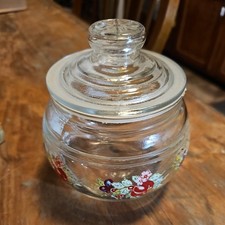 Vintage KIG Indonesia Glass Apothecary FRUIT Storage Candy Nut Jar w/Seal Lid   picture