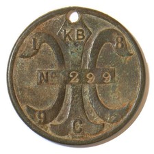 1895 Dog Tag License Tax Kimberley South Africa picture