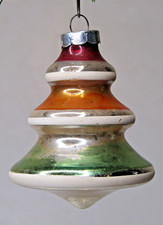 VTG pre WWII Glass Striped TREE DROP Christmas Ornament Shiny Brite US of A picture