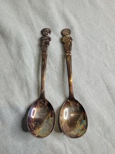 Vintage 1960s Silver Plate Campbell’s Soup Kids Boy & Girl Character Spoon Set picture