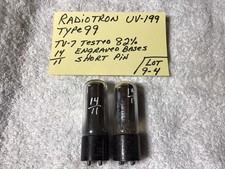 2 Antique Radiotron UV-199 Vacuum Tubes Type 99 Short Pin Amplifier TV-7 82% picture
