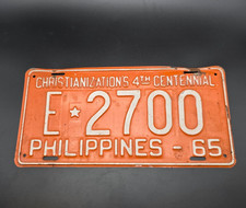 1965 Philippines Tax Exempt License plate Christianization's 4th centennial vtg picture
