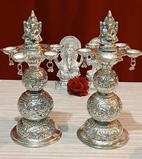 Germán silver Ganesh Diya pair set for house warming puja party, gift item, wed picture