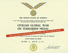 Civilian Golbal War on Terrorism Certificate  picture