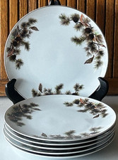 Vintage MEIKO CHINA 7.5 in Salad / Dessert Plates Pinecones & Branches Set of 6 picture