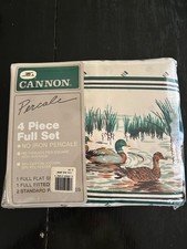 Vintage RARE 4 Pc Full Set USA Hunters Decoy Mallard Ducks Sheets Cannon Percale picture