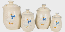 Vintage Tienshan Aunt Rhody Goose Canister Set 4 Pc Blue Bow Kitchen Ceramic picture