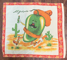 Vtg El Jalapeño Mexican Bandit Novelty Whimsical Kitchen Towel Anthropomorphic picture