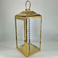 Shiny Brass Gold Glass Lantern Tealight Candle Holder terrarium display decor picture