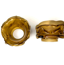 Pair Of Rare  Antique French Amber Glass Rose Petal Shades picture