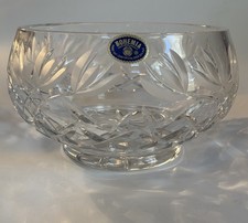 Vintage Bohemian Czech Crystal Bowl, 24% PbO Lead Hand Cut, 9